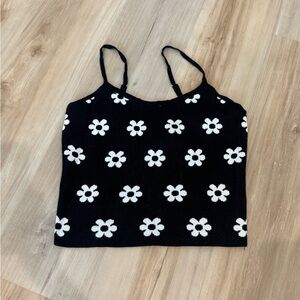 Floral Black and White Women's Top